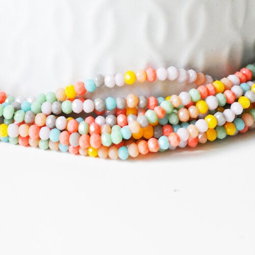 Perle abacus cristal multicolore opaque, perles verre ,3x2.5mm, le fil de 42cm g4423