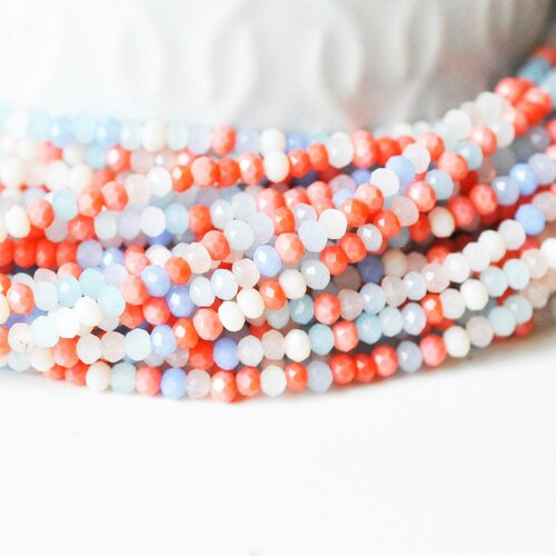 Perle abacus cristal multicolore opaque orange 3x2.5mm,perles verre , le fil de 45cm g4426