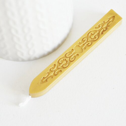 Batonnet de cire à cacheter doré avec mèche, une fourniture pour création de sceaux personnalisés invitations de mariage diy, l'unité,g3342
