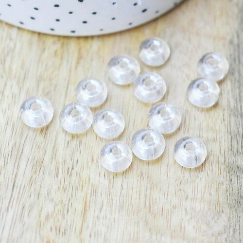 Perle rondelle donut verre transparent,des perles reondelles verre pour vos créations de bijoux et bracelet,3-5x9mm, lot de 20 g4389