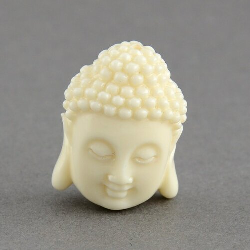 Perle tête de boudha résine blanche,perle imitation corail pour fabrication bijoux en résine,les 2 perles,20mm g4985