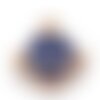 Pendentif médaille rond planète étoiles émail bleu zamac doré 13mm, pendentif laiton émaillé,sans nickel,l'unité g5919