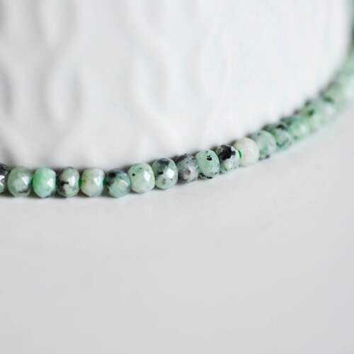 Perle abacus jade vert, fourniture créative, perle jade,pierre naturelle, jade naturel, perle pierre, jade, 4x2mm ,fil 36 cm-g109