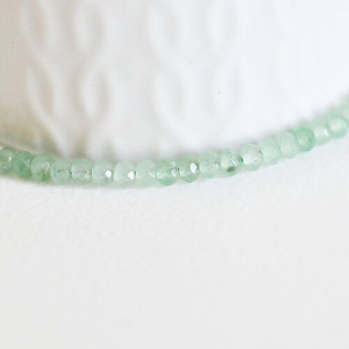 Perle abacus jade vert clair, perle jade,pierre jade naturelle, jade facette, 4x2mm, fil de 35cm, g3070