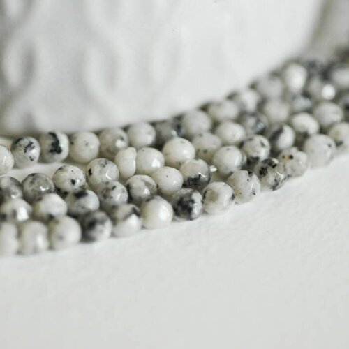 Perles jaspe sésame blanc, jaspe bleuté,pierre naturelle,perle facettée,perles pierre,jaspe naturel, le fil de 90,4mm-g1641