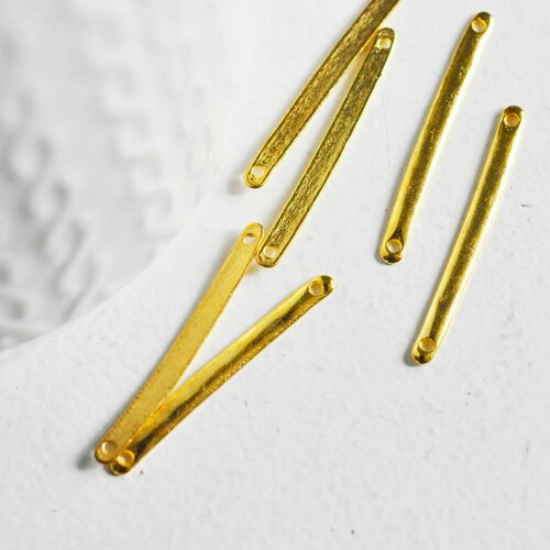 Connecteur barre doré en zamac, connecteurs sans nickel, apprêt création bijoux,création bijoux,apprêts dorés,33mm, les 10 g3773