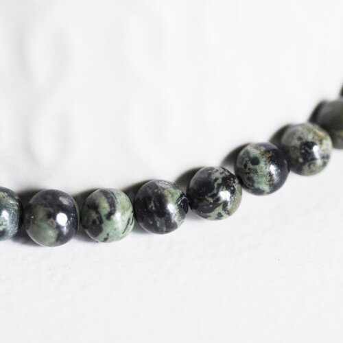 Perles jaspe karamba vert,jaspe gris,perle jaspe verr,perles pierres, perles jaspe, jaspe naturel,6mm, le fil de 30 perles g3800
