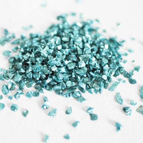 Sable verre bleu,chips mineral,verre coloré,verre bleu,pierre verre,création bijou,sable aquarium,sachet 10 grammes- g5043