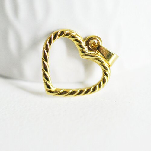 Pendentif coeur acier doré, pendentif doré,sans nickel, acier doré, création bijoux,médaille or,21.5mm, l'unité g4904
