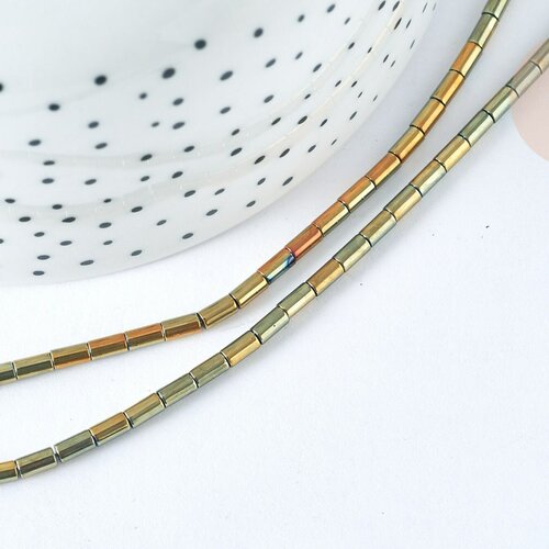 Perles tube verre gris irisé 4.5x2.5mm,perle tissage et fabrication bijoux,le fil de 36cm g7347