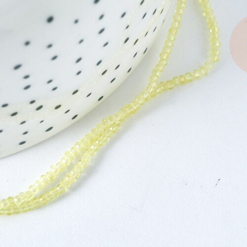Perle ronde verre facettée transparente jaune clair  2~2,5mm, fourniture création de bijoux diy, le fil de 37cm g7335