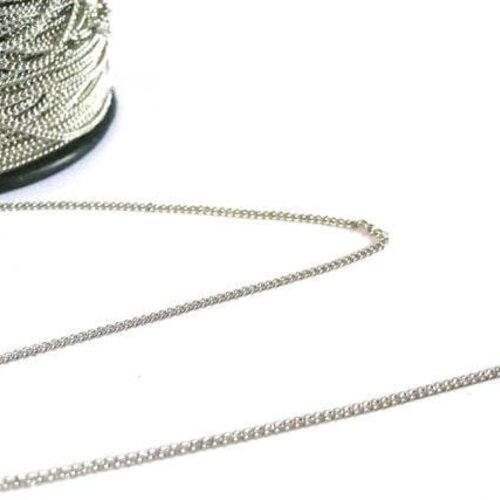 Chaine fine platine maille plate, fourniture créative, chaine bijou, création bijoux, chaine argent,chaine en gros,1mm, 5-10 mètres-g859