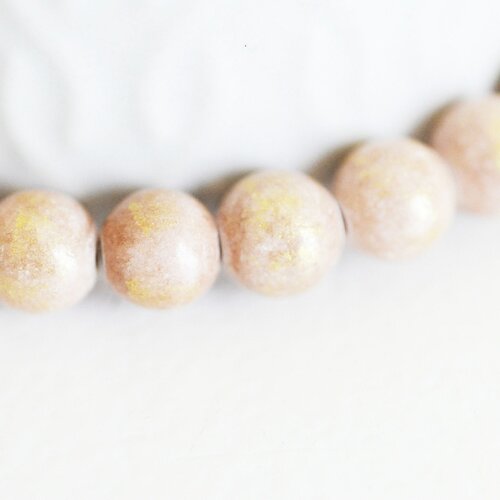 Perles rose nude et or perles rondes jade mashan bleu, bijou pierre naturelle,8mm, fil de 48 perles g3846
