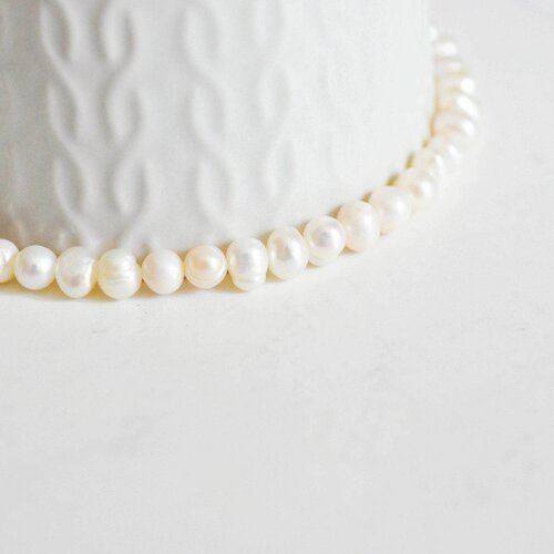 Perle naturelle blanche, grade a,perle patate,perle percée,perle de culture, création bijoux, perle eau douce, 6-7mm, le fil, g549