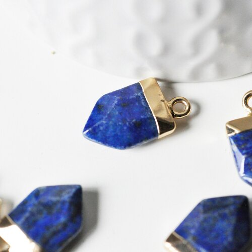 Pendentif pointe lapis lazulis bleu, pendentif , bijou pierre,pendentif pierre, lapis lazulis naturel, pendentif bleu,19mm, l'unité g4874