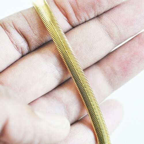Chaine serpent laiton doré 16k 1 micron,  une magnifique chaine création bijoux sans nickel, 6mm, 50 centimetres g4282