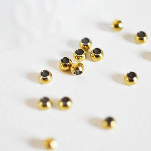 Perles à écraser acier doré,perles dorées, acier chirurgical,création bijoux,acier doré,les 100, 4mm-g1177