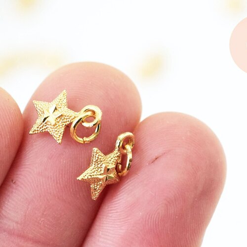 Perle étoile zamac doré,fournitures créatives, sans nickel,creation bijoux,perle géométrique,11.5mm,lot de 5 g5593