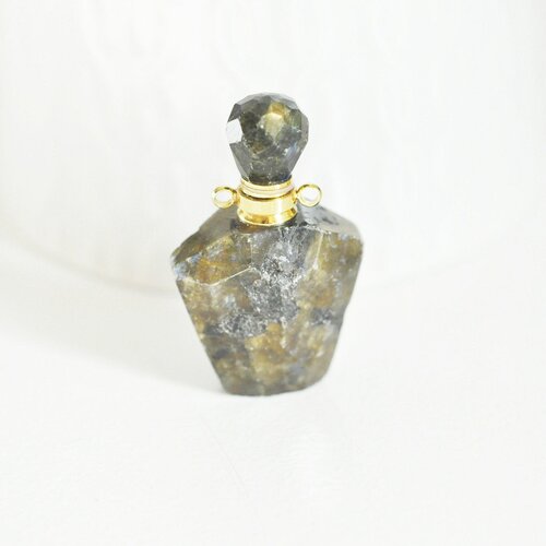 Pendentif bouteille parfum labradorite naturelle, pendentif pierre naturelle,pendentif collier labradorite naturel,37mm,l'unité,g3019