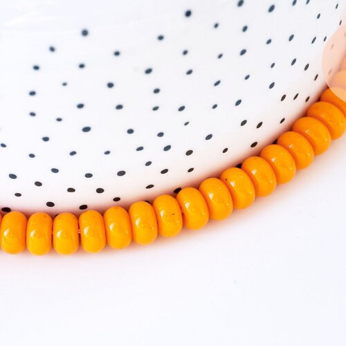 Perle rondelle donut verre opaque orange,des perles rondelles verre pour créations de bijoux et bracelet,8x5mm, le fil de 38cm g5816