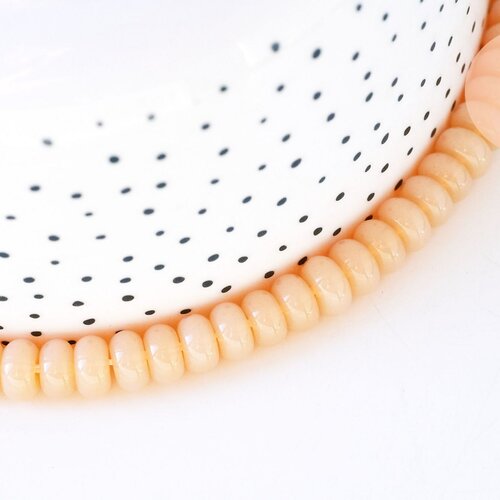 Perle rondelle donut verre opaque orange clair, perles rondelles verre pour créations de bijoux et bracelet,8x5mm, le fil de 80 perles g5818