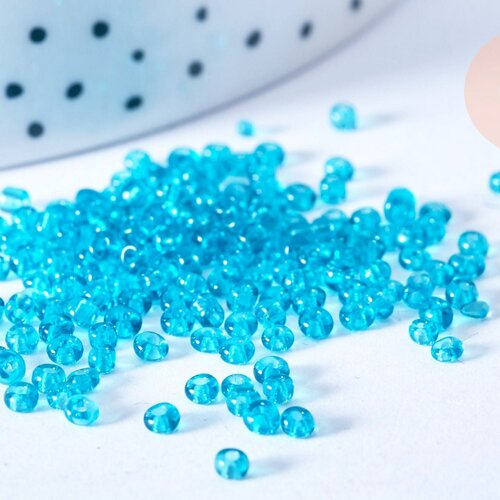 Petites perles rocaille turquoise transparent 2mm, fournitures bijoux, perle métallisée, création bijoux, lot 10g g6714