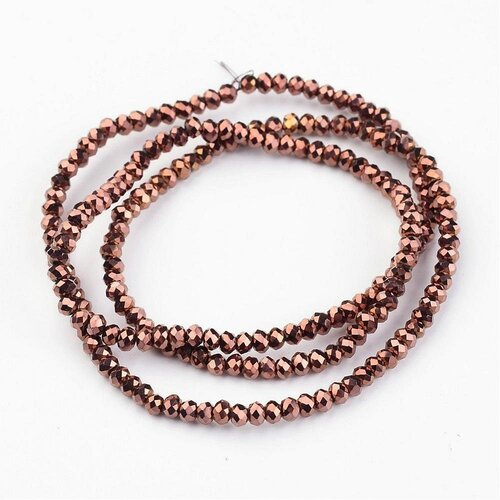 Copper crystal top beads, jewelry beads, crystal beads, faceted glass beads, jewelry creation, 180.3x2mm thread g5910