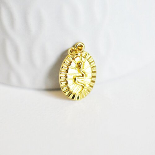 Médaille serpent laiton doré 18k cristal,sans nickel,cadeau anniversaire,création bijoux,pendentif animal, pendentif zircon,17mm,g2416