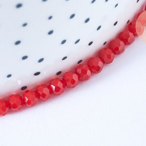 Perle ronde verre facettée rouge 4mm,perles en verre création bijoux diy,4mm, fil de 36 cm g7099