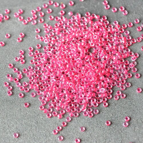 Perles rocailles miyuki rose, perle rocaille japonaise fuchsia lined crystal ,perle rocaille perlage,15/0, 1.5mm, sachet 10g g3956