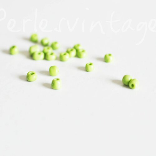 Grosses perles rocaille vert clair,fournitures pour bijoux, perles rocaille vertes, vert opaque, lot 10g, diamètre 4mm-g1593