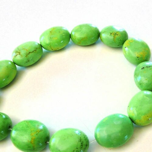 Perle galet howlite verte, fournitures créatives, howlite naturelle, perle verte, perle pierre, création bijoux, 26mm,lot de 5