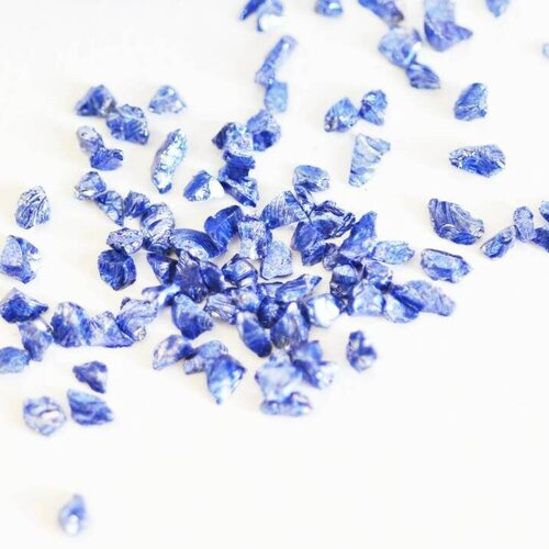 Sable pépite verre bleu métal, chips mineral,verre coloré,verre bleu,pierre verre,création bijoux,sable aquarium,2-3mm,sachet 10g- g875