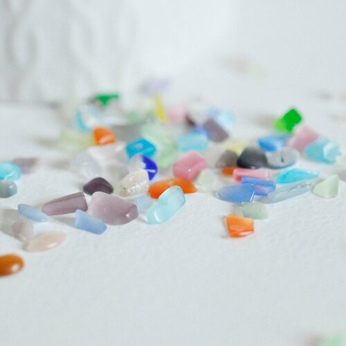 Sable verre multicolore,  chips mineral,verre coloré,pierre verre,création bijoux,sable aquarium,sachet 20 grammes- g5191