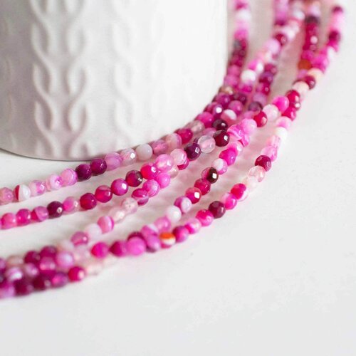 Perle agate rose, fourniture créative, perle agate,pierre naturelle,agate naturelle,perle pierre,perle facette,4mm,fil de 90 perles-g493