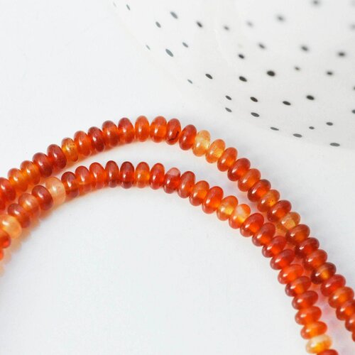 Perle rondelle cornaline orange naturelle lisse,pendentif bijoux, création bijou pierre naturelle,4-4.5mm, le fil de 150 perles g4547