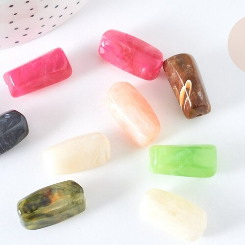 Perle acrylique multicolore imitation pierre 25mm, création bijou plastique, lot de 10 g7274