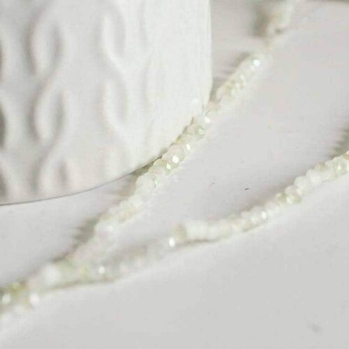 Perles toupies cristal blanc irisé, perles bijoux, cristal, fourniture créative, verre facette,création bijoux, fil de 40cm, 2.5mm,g2643