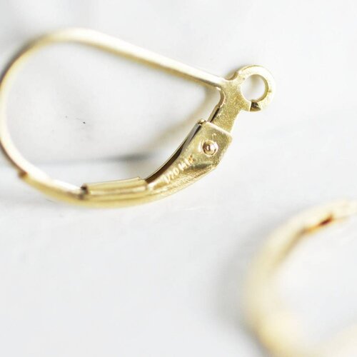 Support boucle dormeuse gold-filled,oreilles percées,création bijoux,boucle or laminé,sans nickel,lot de 2, apprêt plaqué or, 15.5mm-g1356