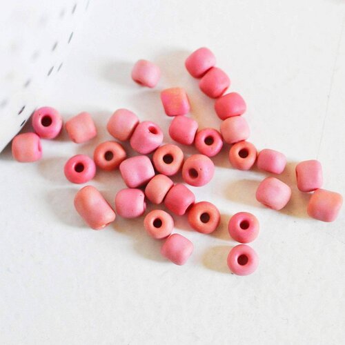 Grosses perles rocaille rose mat,perles rocaille rose opaque, création bijoux,perles verre, lot 10g, diamètre 4mm g3735