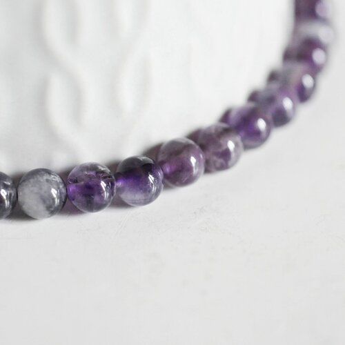 Perle ronde amethyste violette 6mm, fournitures créatives, perles amethyste,fabrication bijoux, amethyste naturelle,60 perles,g1559