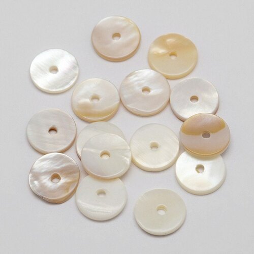 Perles coquillage blanc naturel heishi,rondelle coquillage blanc ,coquillage ivoire,perle coquillage,création bijoux, 10mm, lot de 50 g5570