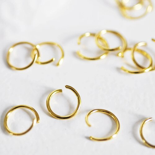 Anneaux ronds acier doré, fournitures acier,anneaux ouverts, fournitures dorées,sans nickel,anneaux dorés, lot de 50 (8.99g), 10mm-g2213