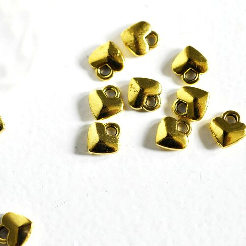 Perle coeur zamac doré,fournitures créatives, sans nickel,creation bijoux,perle géométrique,8mm,lot de 10 g5314