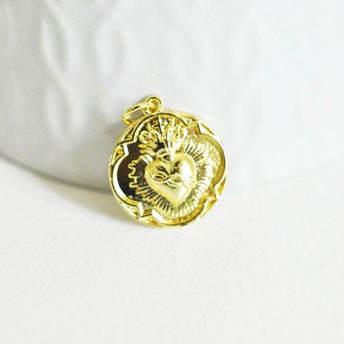 Pendentif coeur laiton doré 18k, pendentif d'amour création bijoux, lot de 2, 20mm g5530