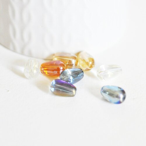 Perles cristal goutte multicolore, cristal autrichien, perles goutte, perle création bijoux,lot de 50,8x13mm,g2733