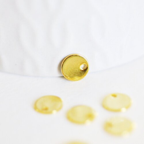 Pendentif médaille ronde acier doré, pendentif doré,sans nickel,acier doré, création bijoux,médaille or,8mm,lot de 10,g2440