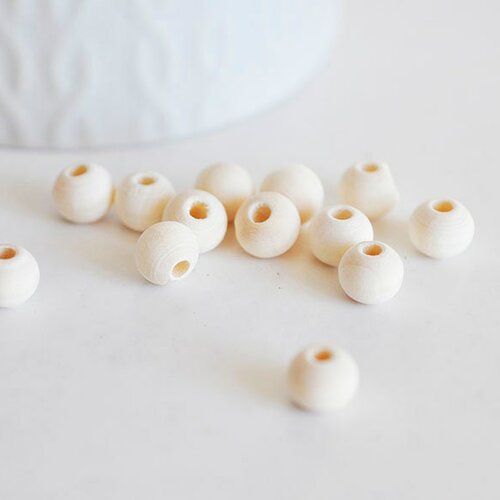 Perles en bois brut rondes, fournitures créatives, perles bois,perle bois,bois brut, création bijoux,perles géométriques,8mm, lot de 50-g545