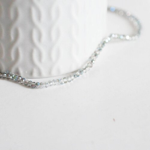 Perles toupies gris irisé, perles bijoux, perle cristal, fourniture créative,verre gris irisé,perle verre facette, fil de 200, 2.5mm-g621