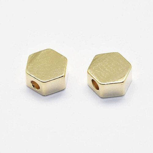 Perle hexagone laiton doré 18k,perle hexagone,fournitures créatives, sans nickel,creation bijoux, perle géométrique,5mm,lot de 10-g865